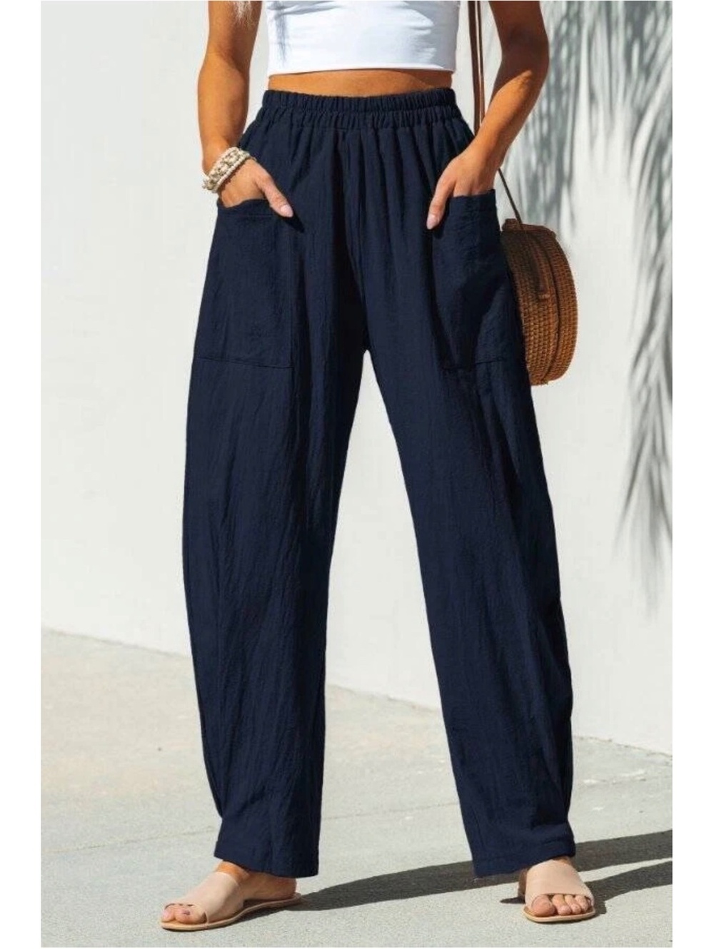 NWT Medium Cupshe Navy High Waist Tapered Pant